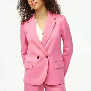 J.CREW Women’s Drapey Twill Blazer Suit Jacket  Pink Double Breasted 8 NEW 517